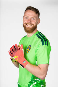Goalkeeper Viktor Johansson of the Swedish national