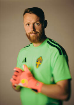 Goalkeeper Viktor Johansson of the Swedish national