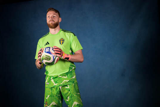 Goalkeeper Viktor Johansson of the Swedish national