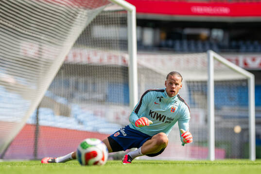 Goalkeeper Ørjan Håskjold Nyland of the Norwegian