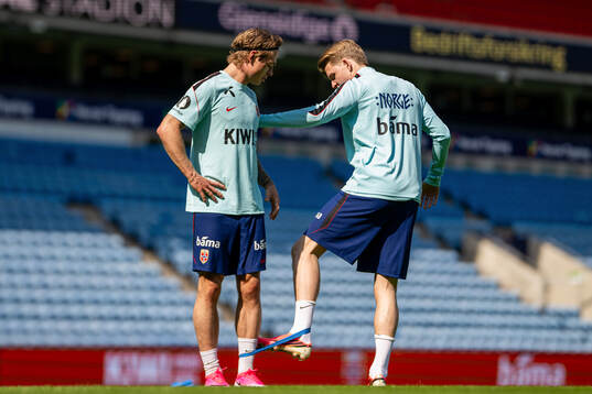 Patrick Berg and Jens Petter Hauge of the Norwegian