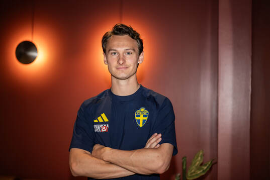 Hjalmar Ekdal of the Swedish national football team poses