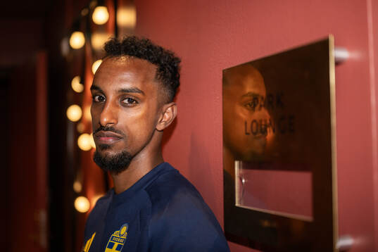 Taha Ali of the Swedish national football team poses for a