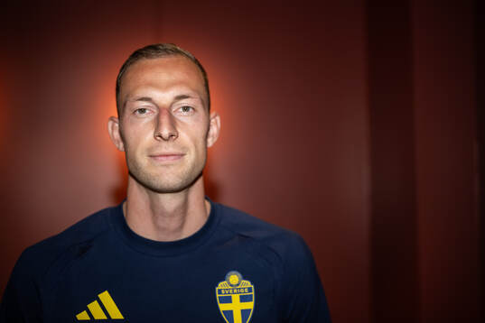 Gustaf Nilsson of the Swedish national football team poses