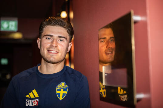 Besfort Zeneli of the Swedish national football team poses
