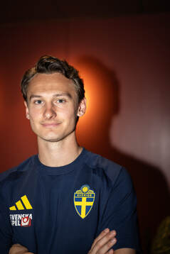 Hjalmar Ekdal of the Swedish national football team poses