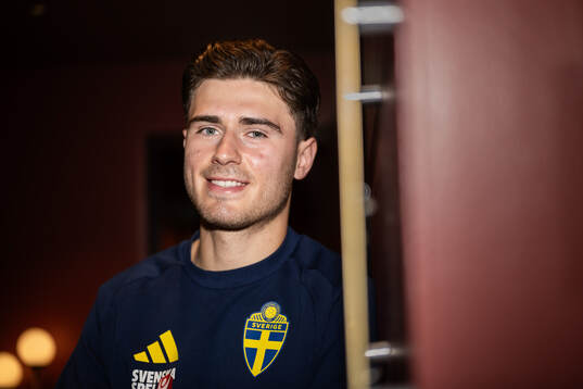 Besfort Zeneli of the Swedish national football team poses