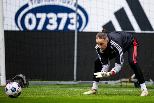 Goalkeeper Rugile Maria Rulyte of Rosenborg warms up