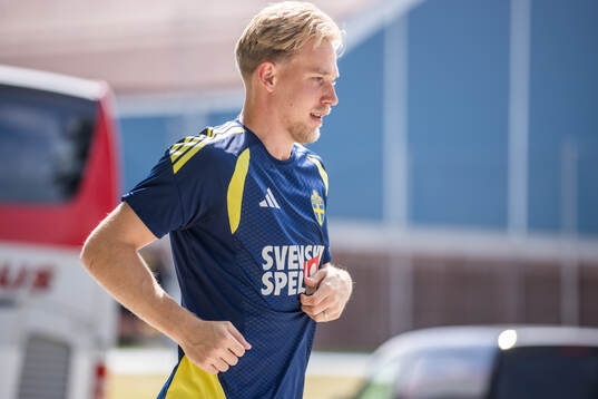 Herman Johansson of the Swedish national football team at a