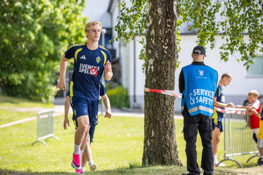 Lucas Bergvall of the Swedish national football team at a