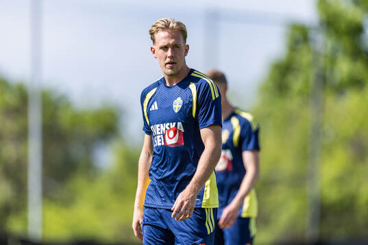 Herman Johansson of the Swedish national football team at a