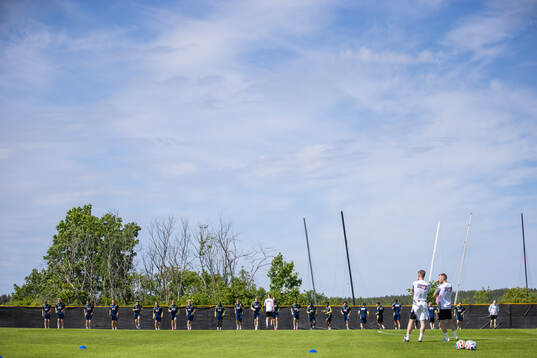 Players of the Swedish national football team at a training