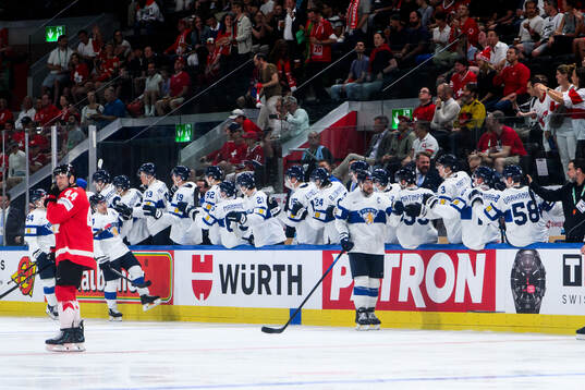 Alexander Barkov of Finland celebrates