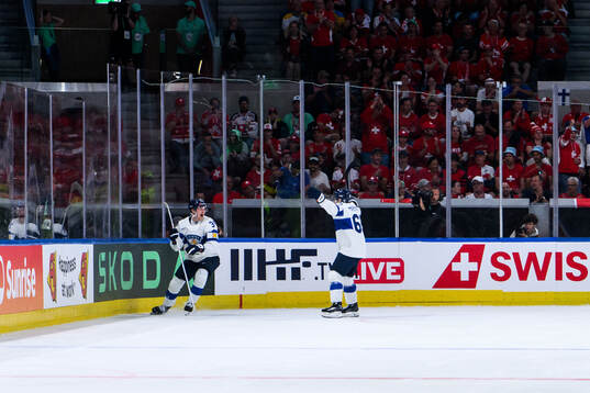 Aatu Räty of Finland  celebrates