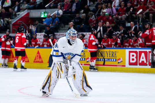 Goaltender Justus Annunen of Finland