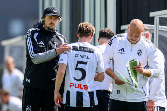 Landskronas tränare Robin Asterhed och Adam Egnell
