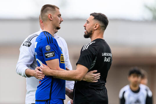 Landskronas målvakt Marcus Pettersson och Amr Kaddoura