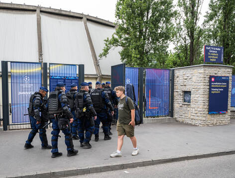Police officers enters the arena