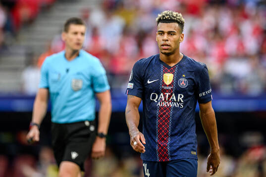 Desire Doue of Paris Saint-Germain looks dejected