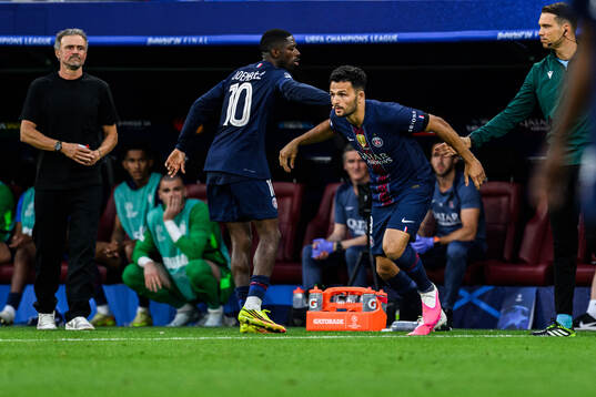 Ousmane Dembele and Goncalo Ramos of Paris Saint-Germain