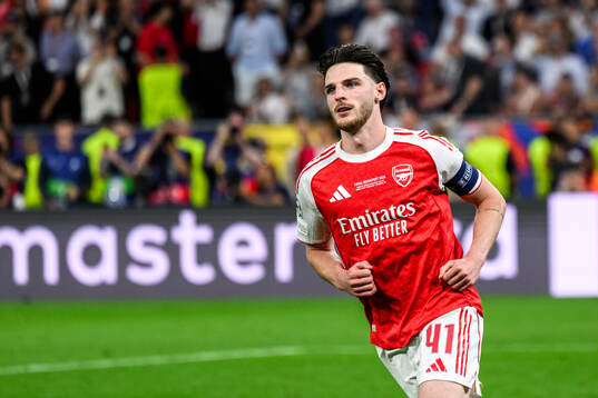 Declan Rice of Arsenal celebrates in a penalty shootout