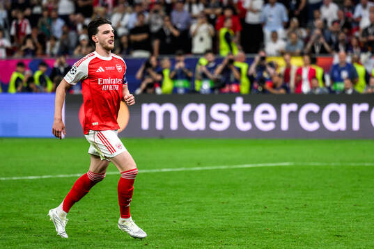 Declan Rice of Arsenal celebrates in a penalty shootout