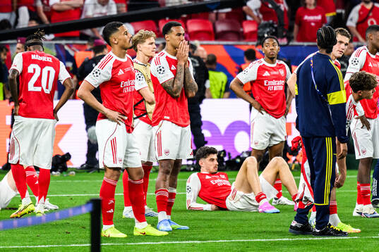 Players of Arsenal looks dejected  the UEFA Champions