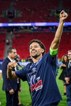 Marquinhos of Paris Saint-Germain celebrates