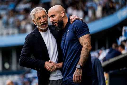 Halmstads tränare Stuart Baxter och Malmö FFs tränare