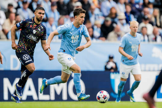 Halmstads Omar Faraj och Malmö FFs Kenan Busuladzic