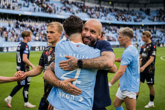 Malmö FFs Bleon Kurtulus och tränare Guillermo Molins