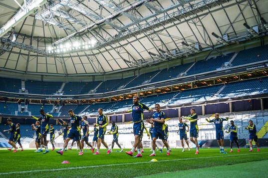 Players of the Swedish national football team at a training