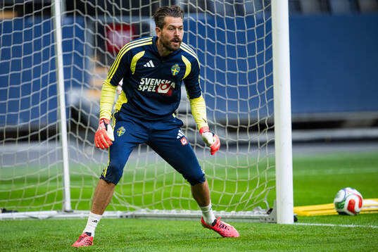 Goalkeeper Kristoffer Nordfeldt of the Swedish national