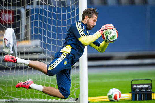 Goalkeeper Kristoffer Nordfeldt of the Swedish national