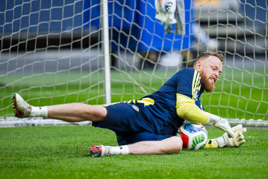 Goalkeeper Viktor Johansson of the Swedish national