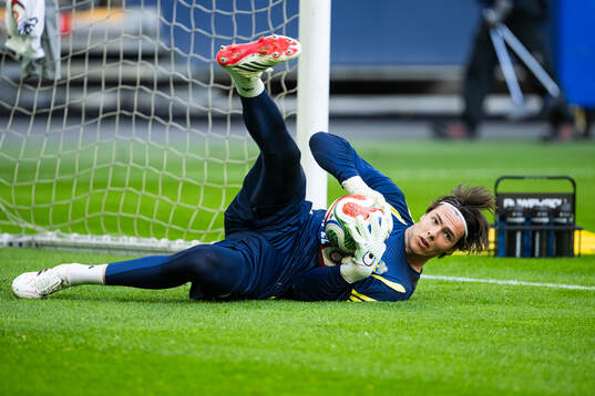 Goalkeeper Jacob Widell Zetterström of the Swedish