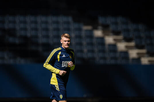 Eric Smith of the Swedish national football team at a