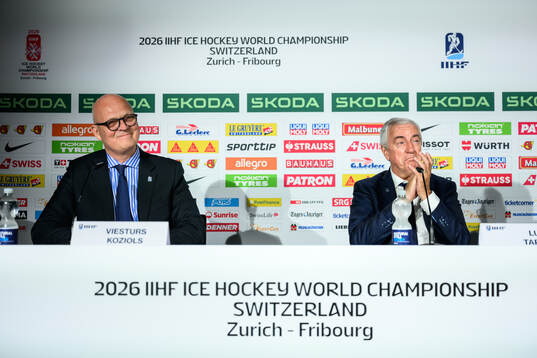 IIHF Council member Viesturs Koziols and IIHF President Luc