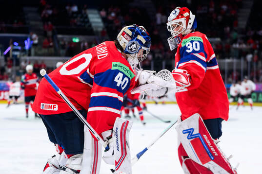 Goaltender Henrik Haukeland and goaltender Tobias Normann