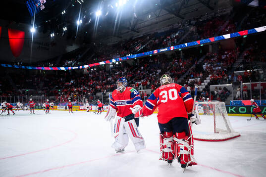 Goaltender Henrik Haukeland and goaltender Tobias Normann