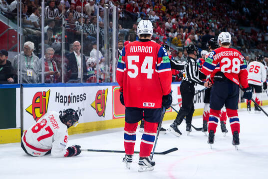 Sidney Crosby of Canada in pain