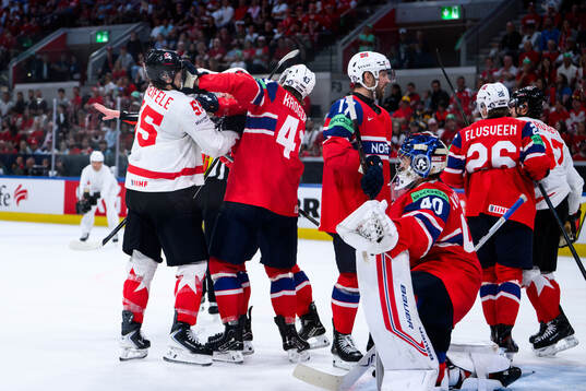 Mark Scheifele of Canada and Max Krogdahl of Norway