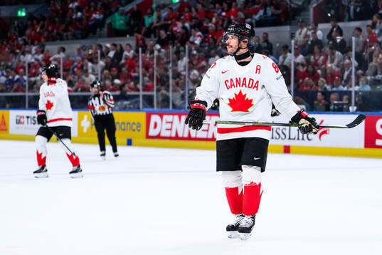 Sidney Crosby of Canada looks dejected
