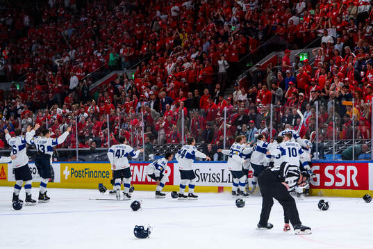 Players of Finland celebrate