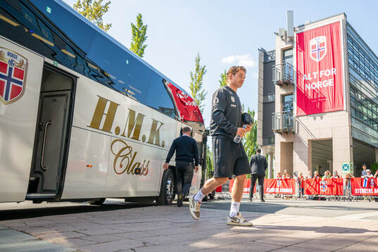Patrick Berg of the Norwegian national football team arrives