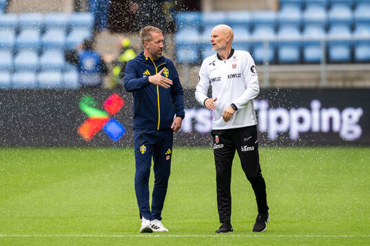 Head coach Graham Potter of Sweden and Head coach Ståle
