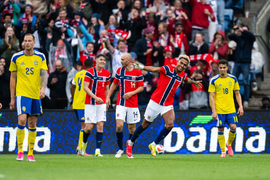 Antonio Nusa of Norway celebrates