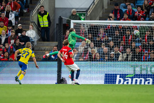 Sebastian Nanasi of Sweden scores 3-2 behind goalkeeper