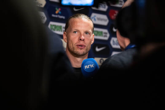 Goalkeeper Ørjan Nyland of Norway in mixed zone