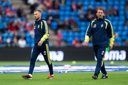 Assistant coach Sebastian Larsson and assistant coach